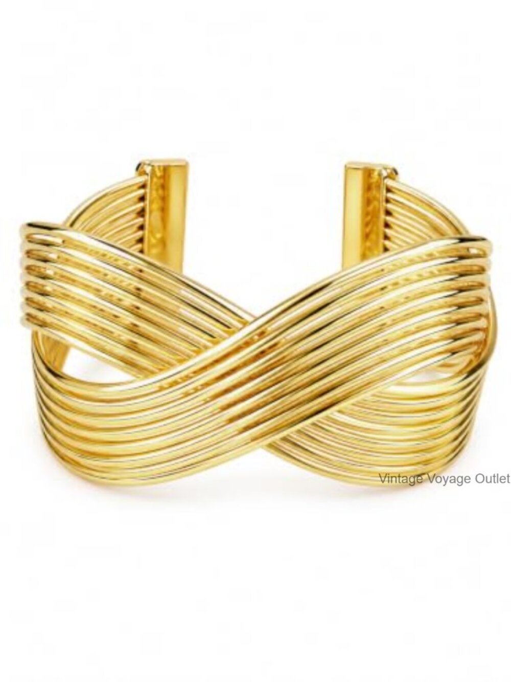 14K Gold Plated Open Cuff Bracelet Stackable Bangle for Women